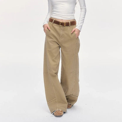 Saviig Vintage Khaki Wide Leg Jeans for Women - High Waist & Loose Fit