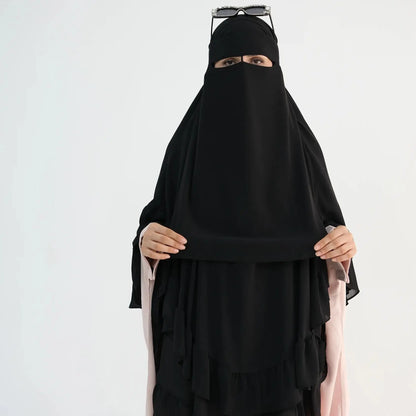 Saviig Chiffon Niqab with Nose String, Face Cover for Muslim Women
