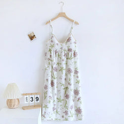 Saviig Cotton Crepe Sleeping Dress with Chest Cushion