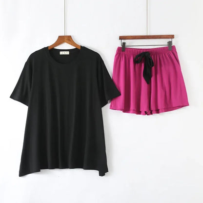 Saviig Modal Short Sleeve Pajama Set for Women, Loose Fit Home Loungewear