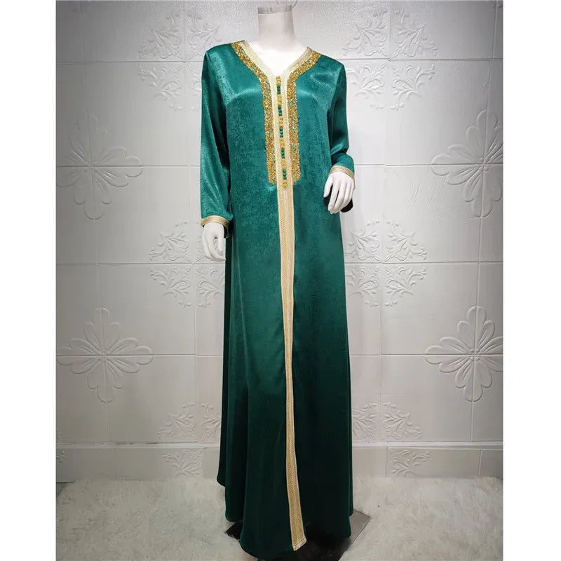 Saviig Ramadan Abaya Muslim Dress Dubai Kaftan Gown Islamic Clothing