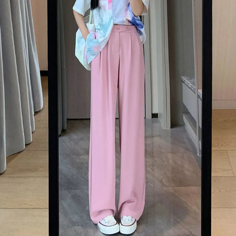 Saviig High Waist Baggy Straight Pants: Cool and Casual Women's Trousers