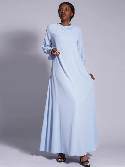 Saviig Muslim Women's High Neck Abaya Maxi Dress
