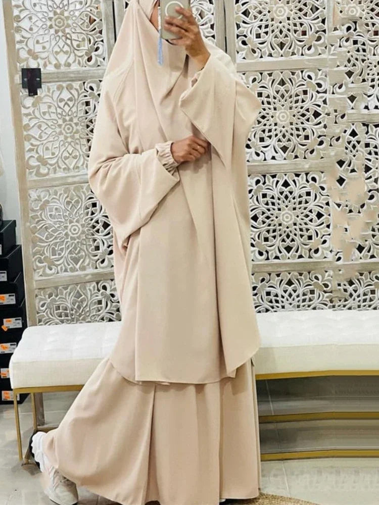 Saviig Ramadan Khimar Set: Long Abaya & Skirt for Muslim Women