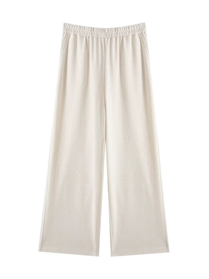 Saviig Beige Straight Trousers - Women's Spring Casual Pants