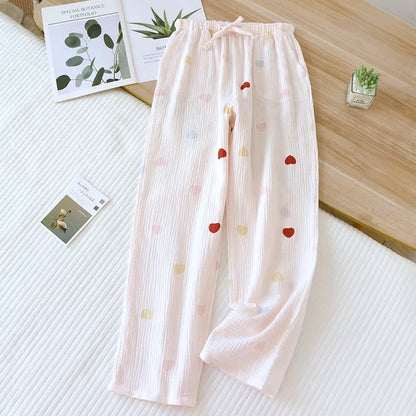 Saviig Floral Love Printed Cotton Crepe Sleeper Pants for Women