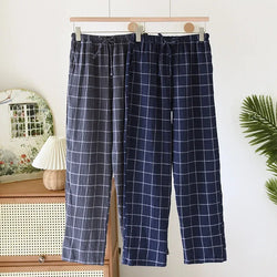 Saviig Men's Checkered Crepe Sleeper Pants - 100% Cotton Casual Bottoms