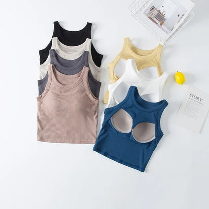 Saviig Modal Bra Top: Chest Pad Vest Camisole Crop for Women