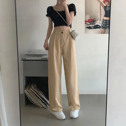 Saviig High Waist Baggy Striped Suit Pants for Women