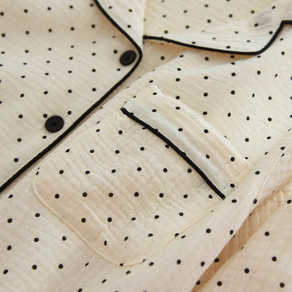 Saviig Cotton Crepe Polka Dot Pajama Set