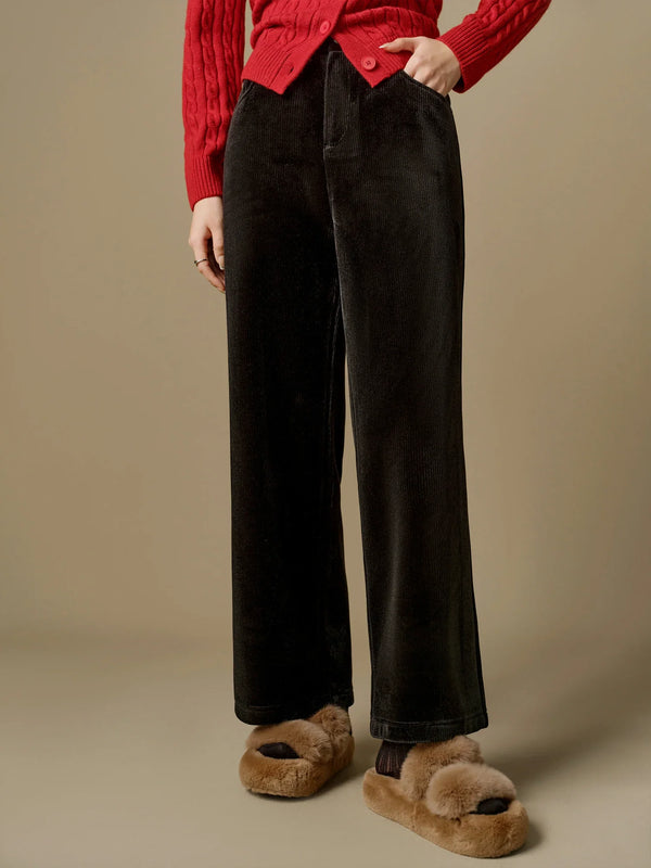 Saviig Velvet Wide Leg Pants for Women - 2024 Winter Collection