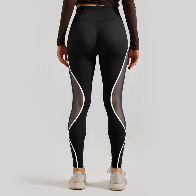 Saviig Color Block Mesh High Waisted Gym Leggings for Women