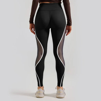Saviig Color Block Mesh High Waisted Gym Leggings for Women