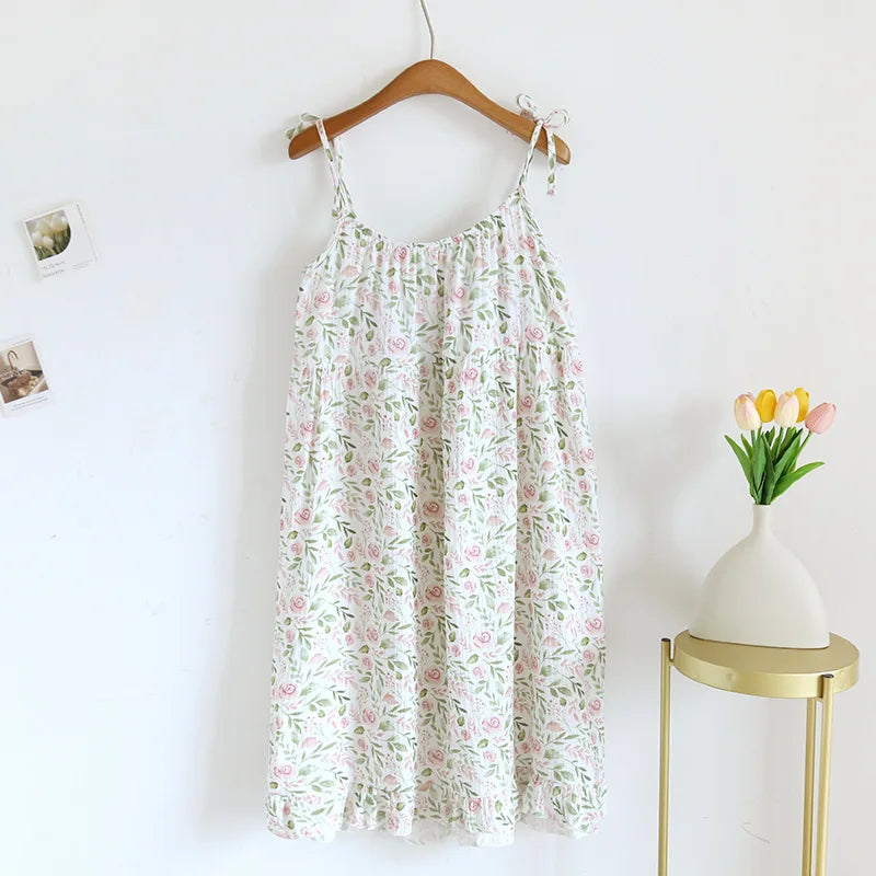 Saviig Cotton Crepe Slip Dress with Breast Pad, Ideal for Summer Nights