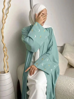 Saviig Moon Embroidered Kimono Abaya - Ramadan 2025 Collection