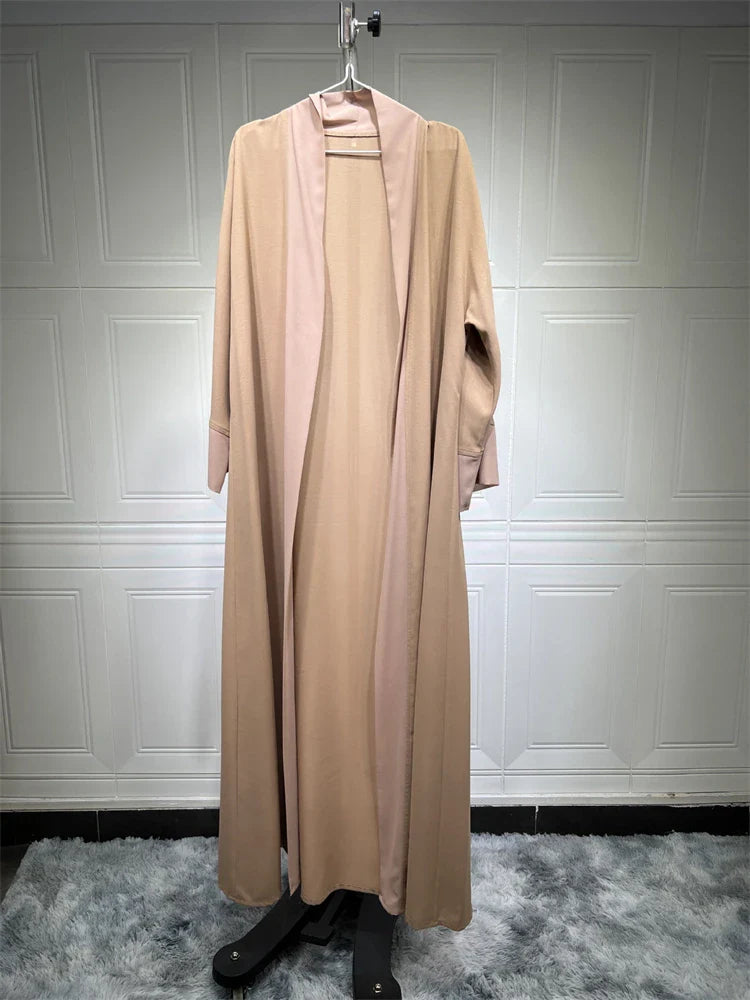 Saviig Ramadan White Muslim Kimono Abaya for Women, Long Robe Kaftans