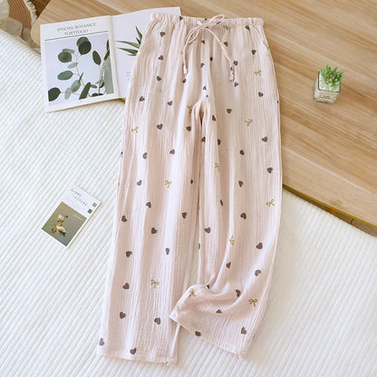 Saviig Floral Love Printed Cotton Crepe Sleeper Pants for Women