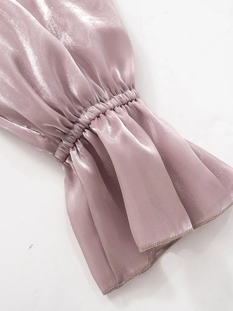 Saviig Sexy Purple Ruffle Mini Dress with Lantern Sleeves