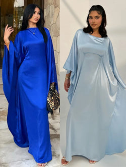 Saviig Shiny Batwing Satin Abaya Dubai Luxury 2024 - Maxi Kaftan Dress Muslim Islamic Caftan