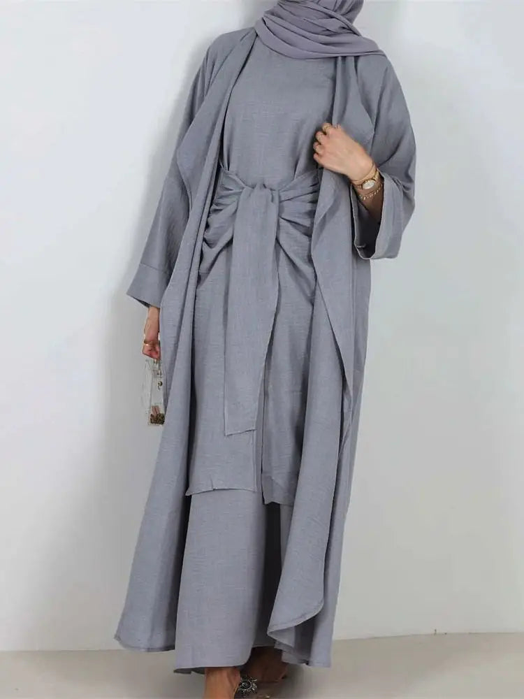 Saviig Dubai Kimono Abaya Set for Women - Elegant Muslim Modest Dress