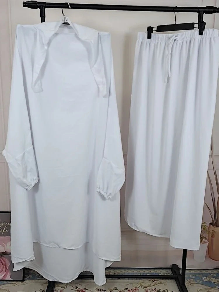 Saviig Ramadan Khimar Set: Long Abaya & Skirt for Muslim Women