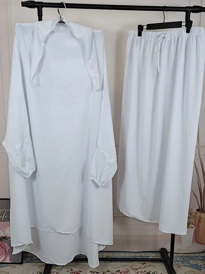 Saviig Ramadan Khimar Set: Long Abaya & Skirt for Muslim Women