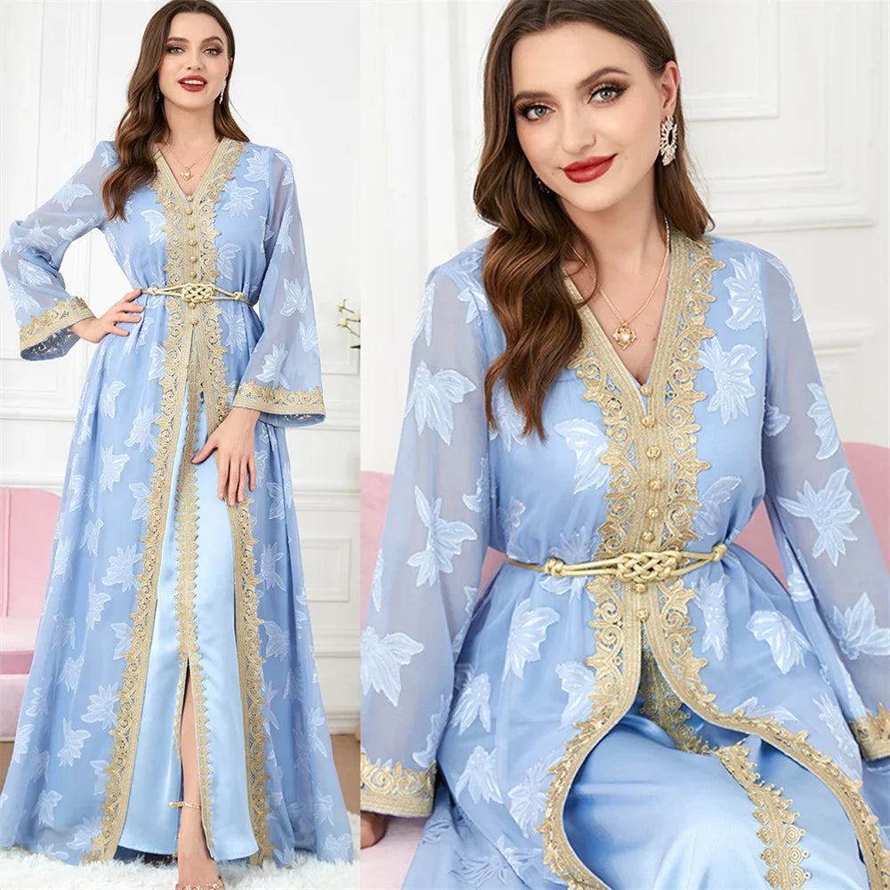 Moroccan Kaftan Dress Set for Women by Saviig: Elegant Islamic Attire for Eid & Parties