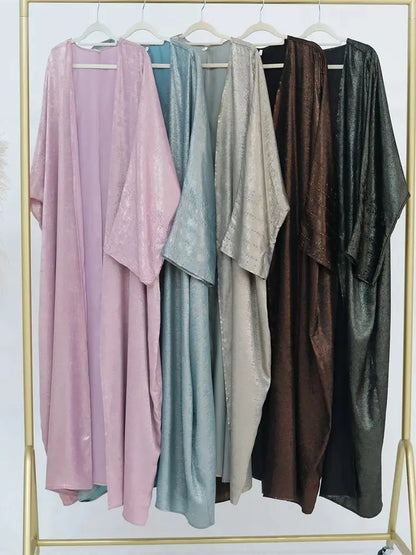 Saviig Shiny Satin Kimono Abaya Dubai Luxury 2024 - Muslim Women's Caftan