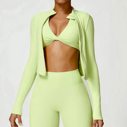 Saviig Zipper Jacket Women's Slim Fit Gym Crop Top Fitness Sweatshirt