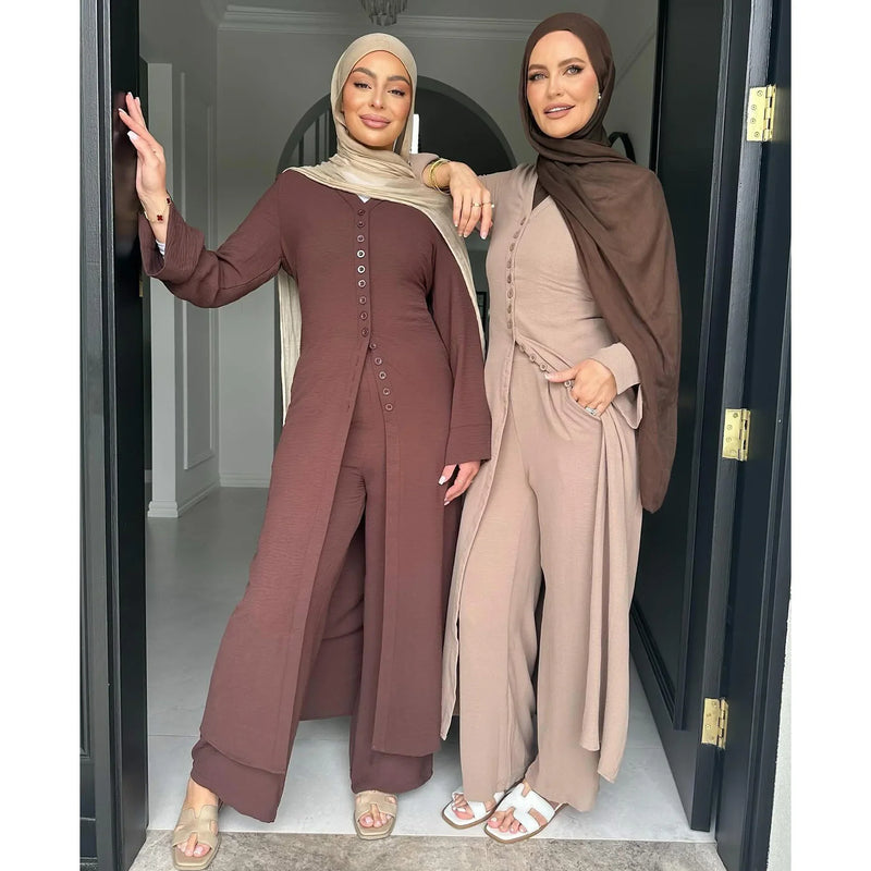 Saviig 2-Piece Hijabi Set: Kimono Abaya with Pants - Ramadan Collection