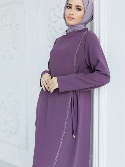 Saviig Diamond Abaya Caftan Elegant Long Sleeve Party Dress