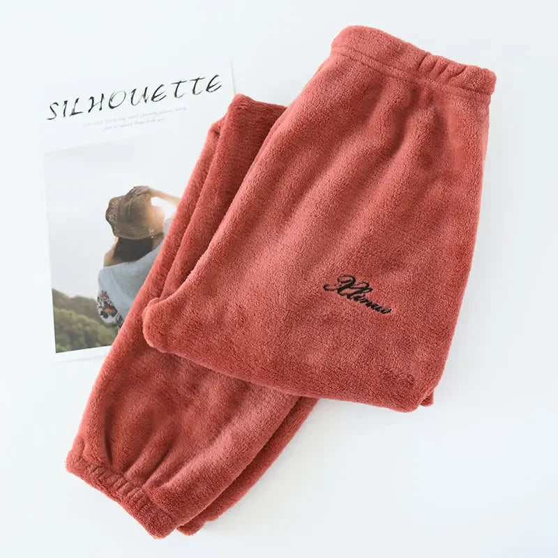 Saviig Flannel Fleece Winter Couple Pants - Warm Home Pajama Bottoms