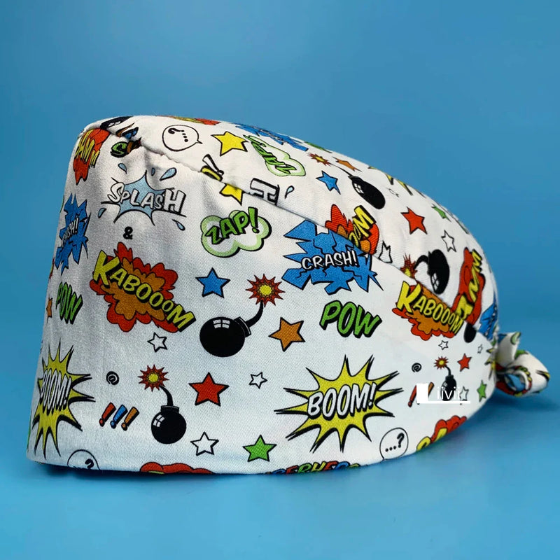 Saviig Tooth Print Unisex Clinic Scrub Cap | High-Quality Cotton Dental Work Hat