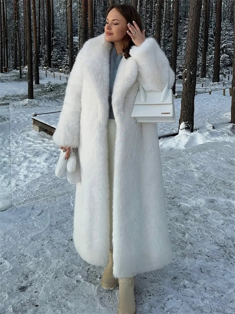 Saviig Winter Fur Feather Overcoat - Women's Elegant Loose Cardigan Coat