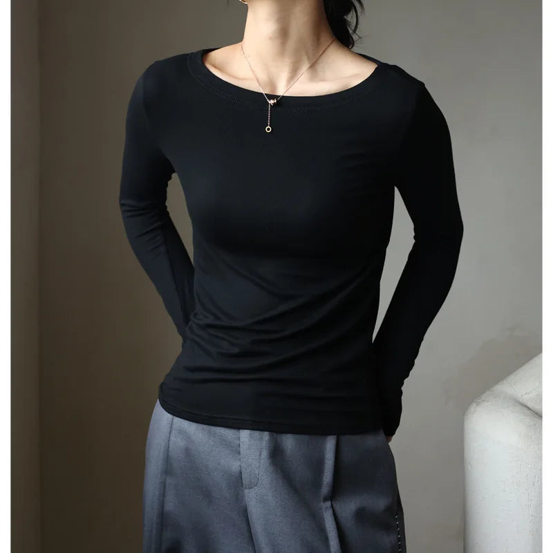 Saviig Modal Sheath Tshirt: Women's High Stretch Long Sleeve Tee