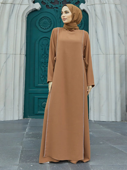 Saviig Diamond Abaya Caftan Elegant Long Sleeve Party Dress