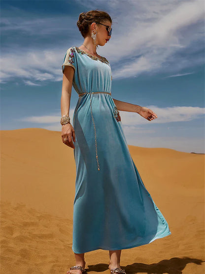 Saviig Ramadan Eid Corduroy Abaya Dress Dubai Luxury Muslim Kebaya Robe