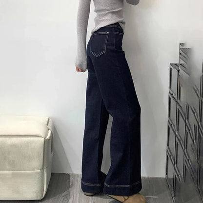 Saviig Haruku High Waist Flared Denim Pants - Women's Wide Leg Jeans