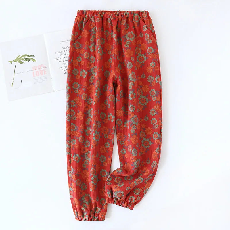 Saviig Cotton Jacquard Flower Print Sleep Pants