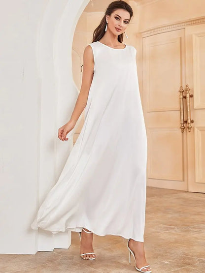 Saviig White Ramadan African Dress Islamic Abaya for Women