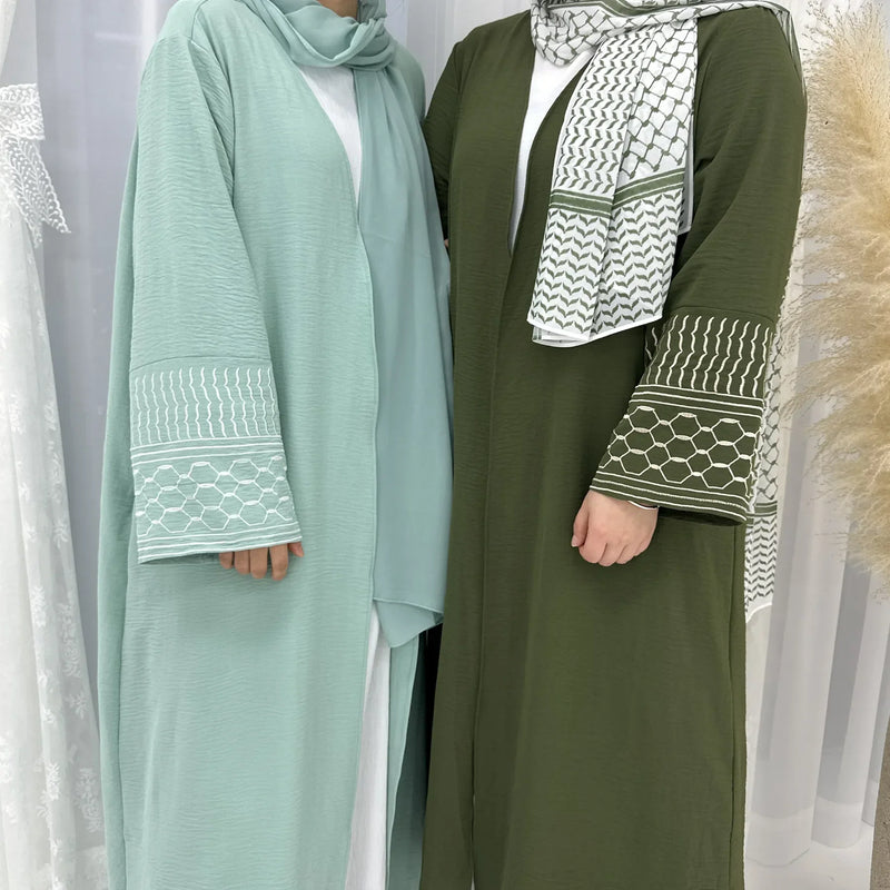 Saviig Eid Embroidered Kimono Cardigan Abaya for Muslim Women