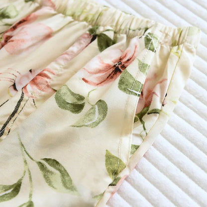 Saviig Floral Viscose Pajama Pants: Comfortable Loose Fit Home Trousers