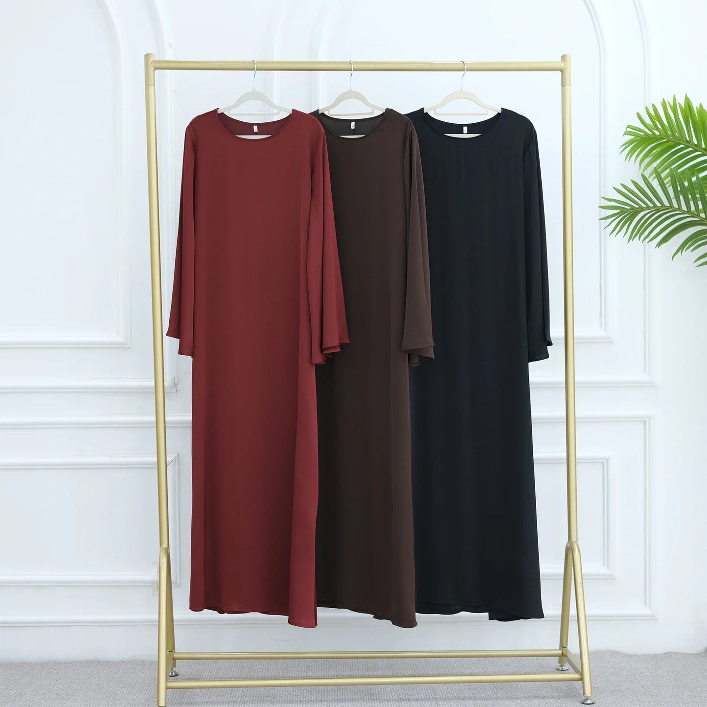 Saviig Flared Sleeve Lace-Up Abaya Dress for Elegant Muslim Women