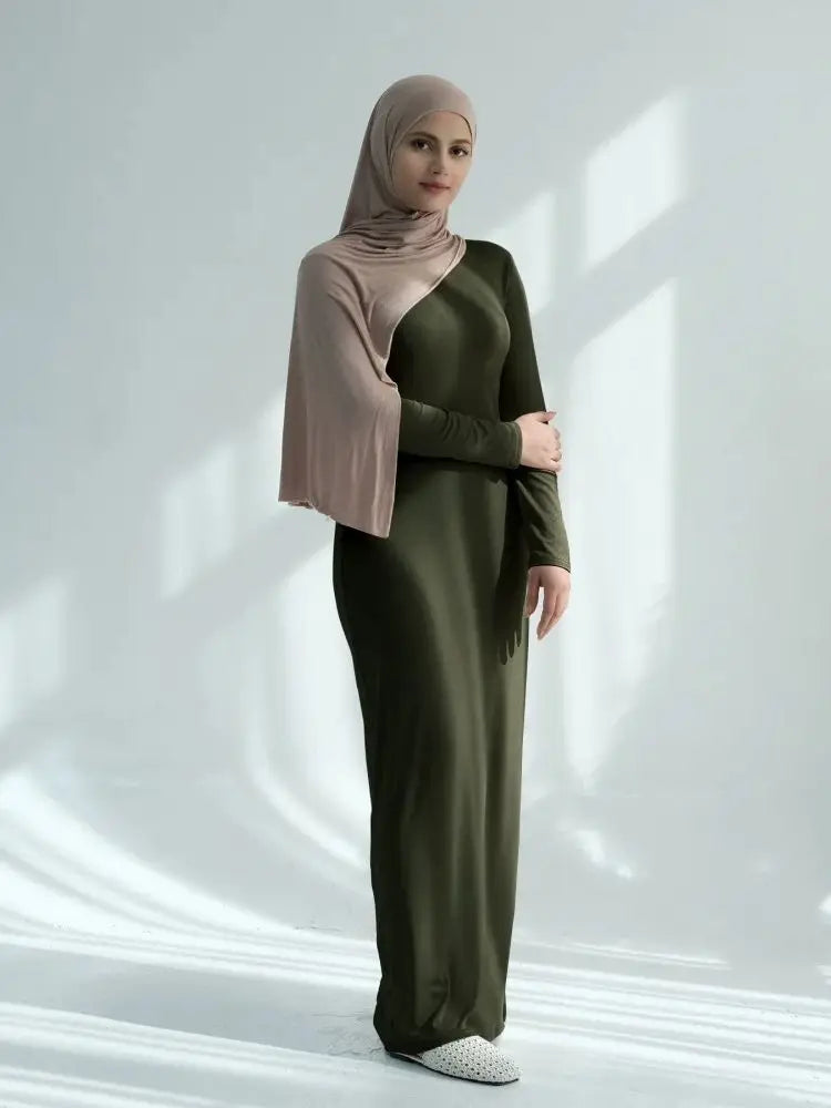 Saviig ModaL Cotton Inner Dress Abaya Damen Dubai Muslim Long Modest Hijab Robe
