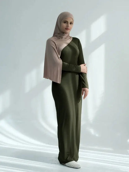 Saviig ModaL Cotton Inner Dress Abaya Damen Dubai Muslim Long Modest Hijab Robe