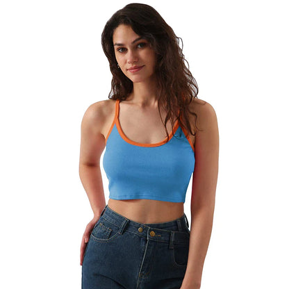 Saviig Back Cross Patchwork Cropped Tops - Women's Cotton Stretchy Summer Aesthetic Code