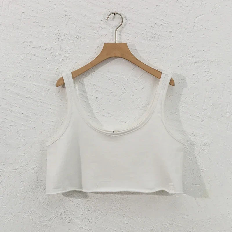 Saviig Sleeveless Cotton Summer Top for Women - Casual Streetwear Crop Tops