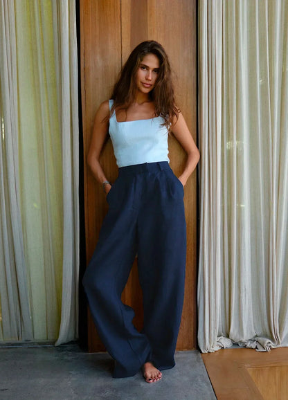Saviig Straight Leg High Waist Pants for Stylish Office Look