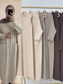 Saviig Winter Thicken Knit Abaya Cardigan for Muslim Women