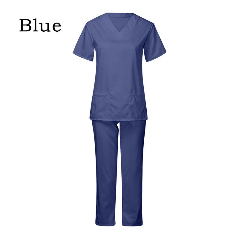 Saviig V-Neck Nurse Uniform Set - Short Sleeve Hospital Workwear
